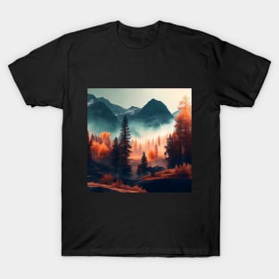 Autumn Trees Mountain Scenery Fall Colors T-Shirt